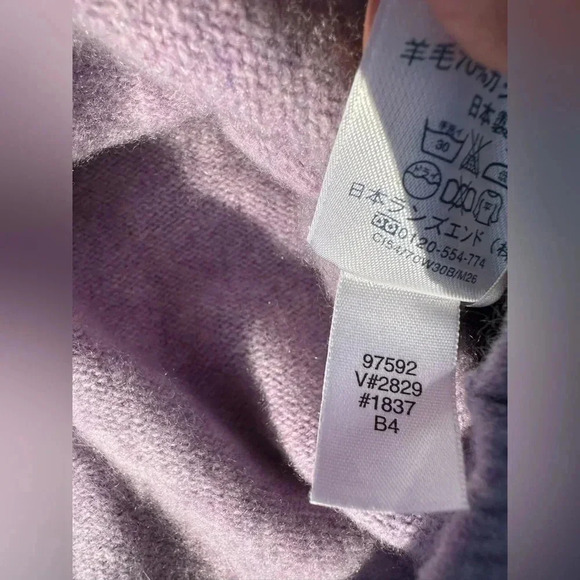 Lands’ End Lavender Wool/Cashmere 1/4 zip pullover - Picture 5 of 6